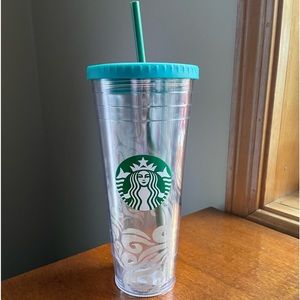 Starbucks 2012 Hawaii Wave Venti 24 oz tumbler cold cup with teal lid